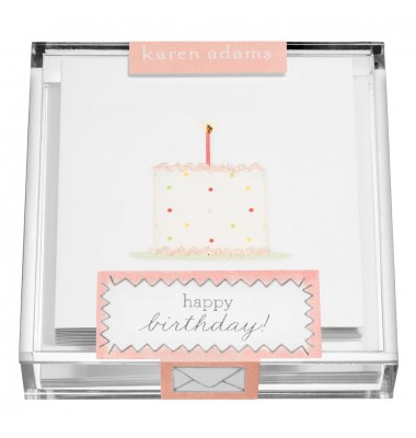 Gift Enclosure, Birthday Cake in Acrylic Box, Karen Adams